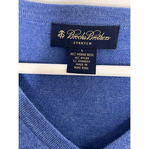 Brooks Brothers Men's Merino Wool Blue V Neck Sweater Size L - Picture 3 of 7